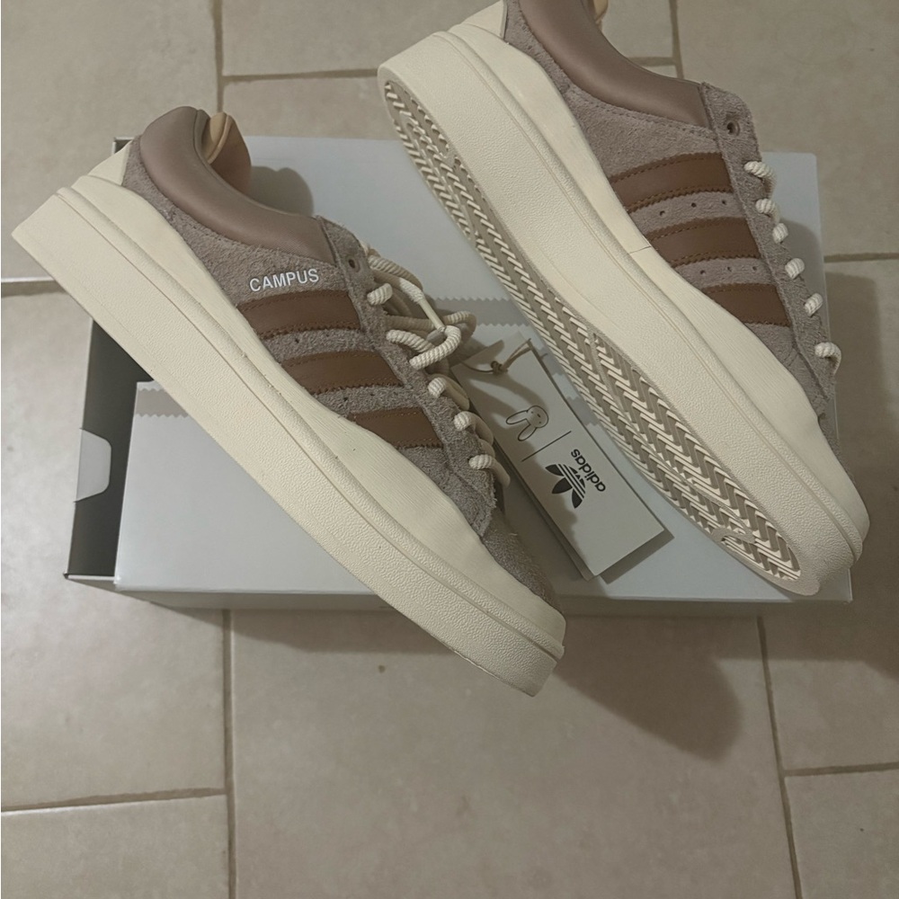 Adidas Bad Bunny Campus. Size 9. NEW. Sand Beige/Brown/Cream White. - Picture 5 of 7